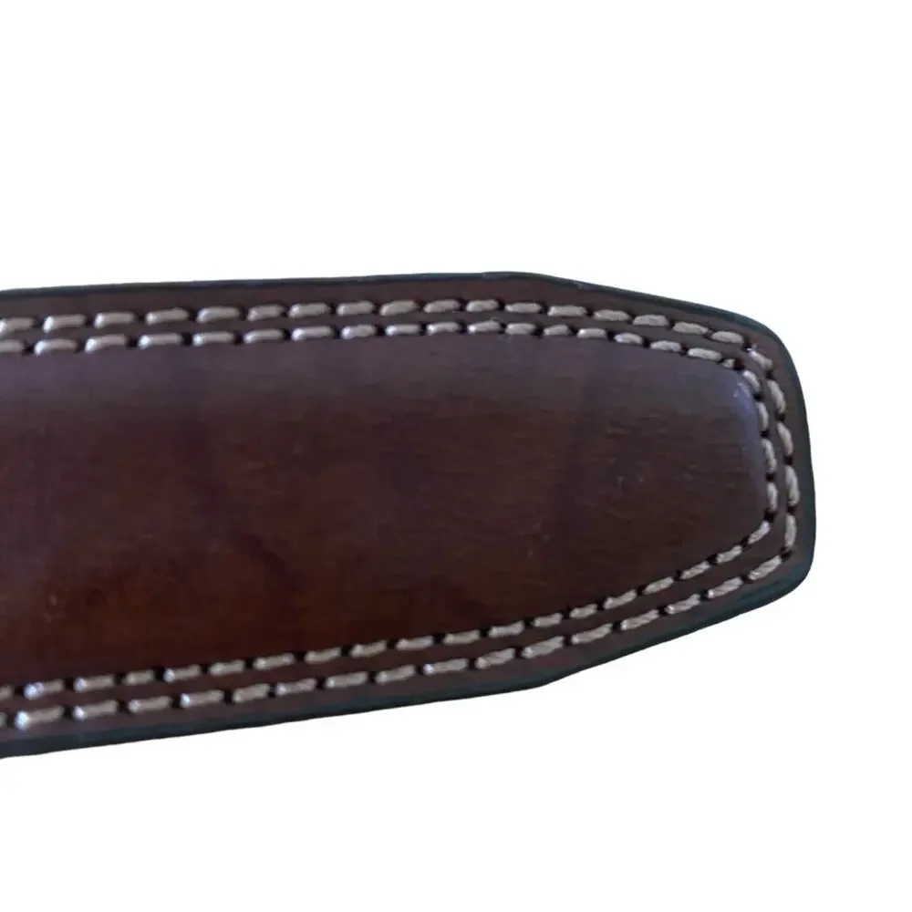 Men's Dockers Size 40/100 Brown Belt Style 11DO0168 Genuine Leather Silver Buckl